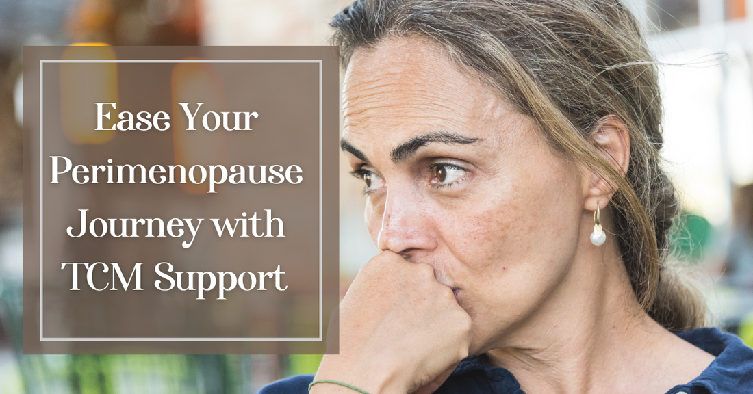 Woman looking concerned about perimenopause, exploring TCM treatments for relief